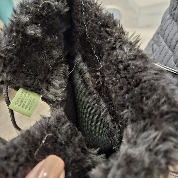 Womens Timberland MukLuk Style Boot Knee High Black Leather Nylon Pink Sole Sz 7 - Picture 9 of 13